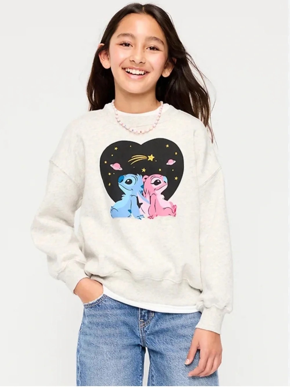 Old Navy x Disney Girls Size XXL 18 Oversized Graphic Tunic Sweatshirt Stitch